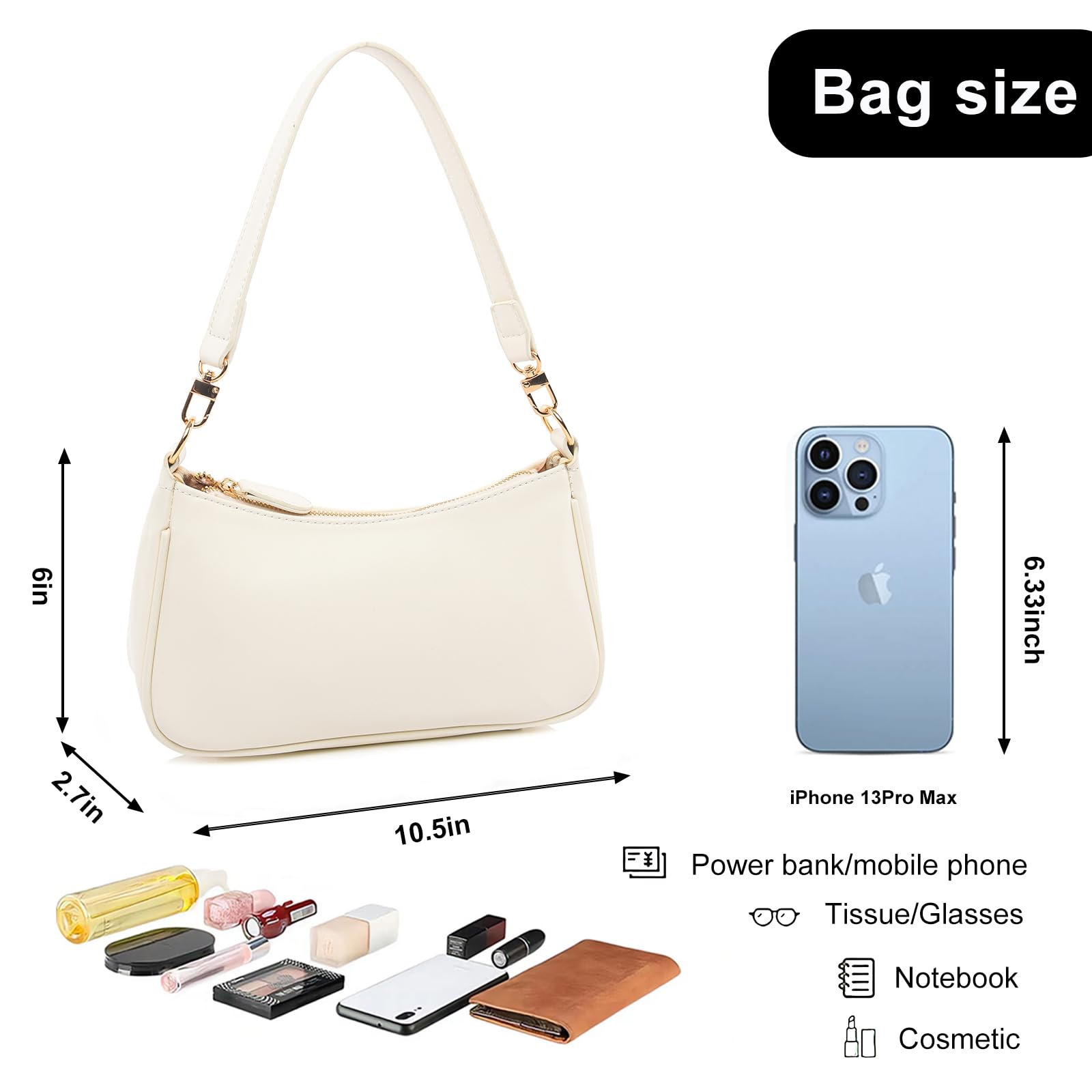 feujury Shoulder Bag for women Crossbody Bags Retro Classic Small Hobo Purse Clutch Tote Handbags with Zipper Closure