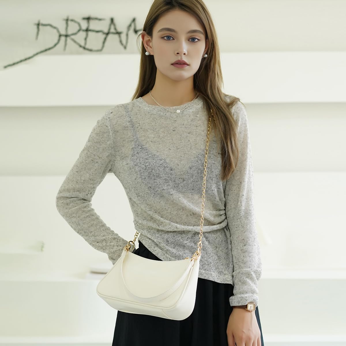 feujury Shoulder Bag for women Crossbody Bags Retro Classic Small Hobo Purse Clutch Tote Handbags with Zipper Closure